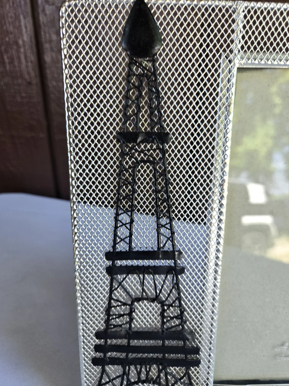 Silver Eiffel Tower Accent Photo Frame